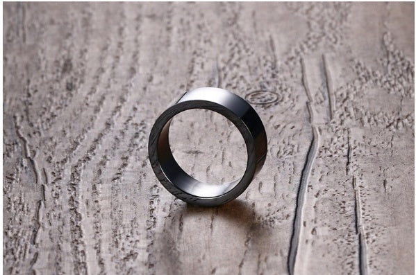Simple black titanium steel ring