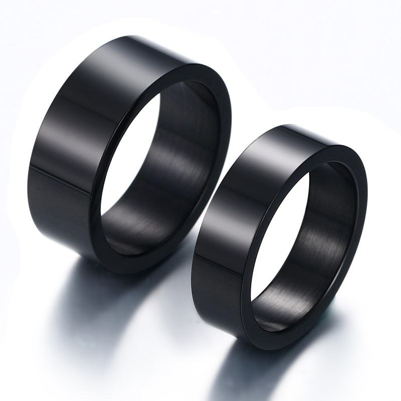 Simple black titanium steel ring
