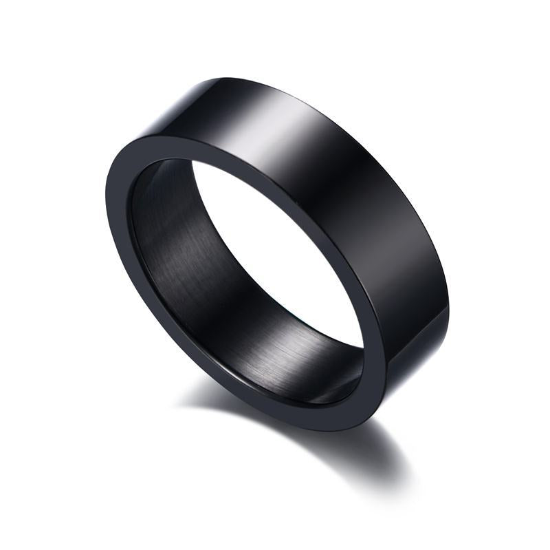 Simple black titanium steel ring