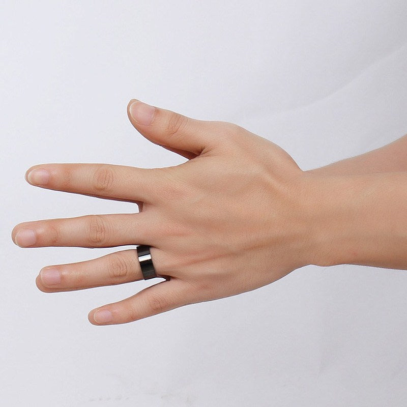 Simple black titanium steel ring