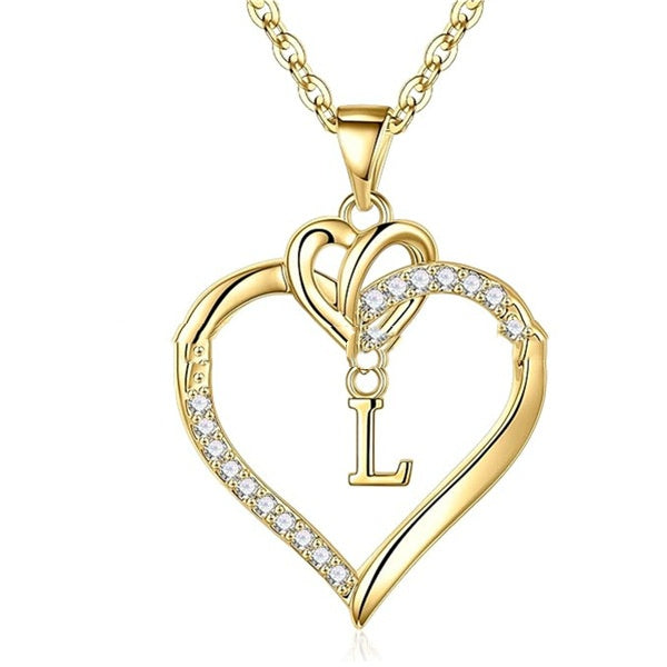 Heart-Shaped Pendant w/ Letter